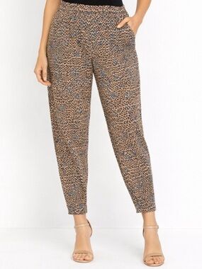 Akris Punto Size 14 Tan and Black Speckled Tapered Pants Cotton